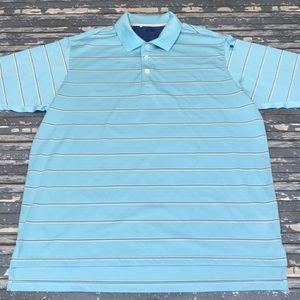 Adidas men’s XL blue stripe polo shirt EUC